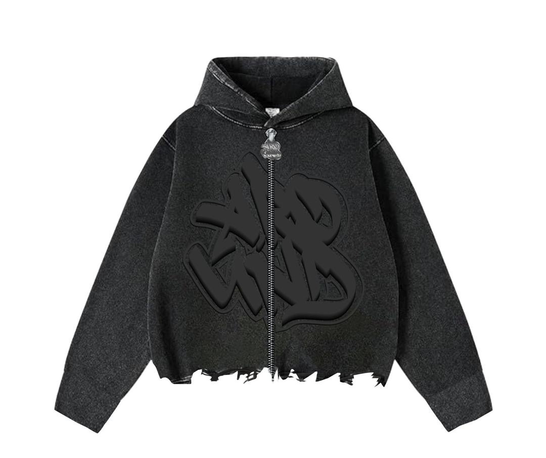 Around Onyx Crop Style Hoodie